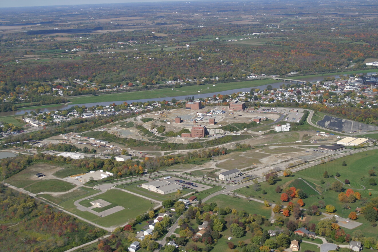 An archival image of the Mound Facility in Miamisburg.